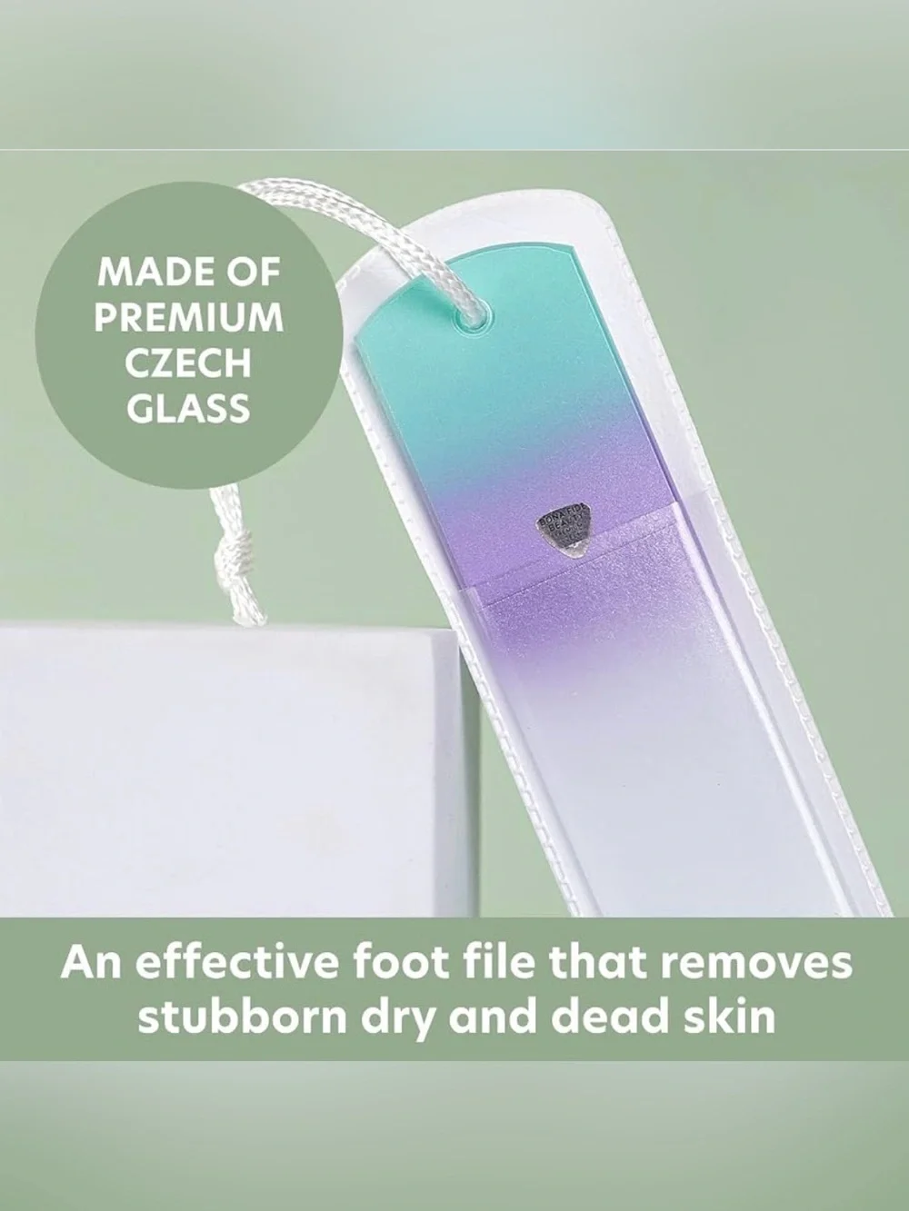 Czech Glass Foot Callus Remover with Sleeve, Sea Spritz